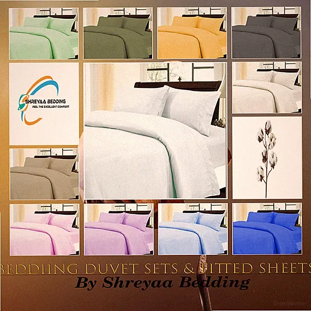 1000TC Luxury Egyptian Cotton Duvet Set+Fitted Sheets Twin Size 5 PCs All Solid
