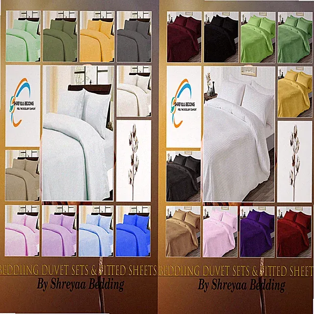 1000TC Soft Egyptian Cotton Duvet Set + Fitted Sheets Twin Size 5 PCs All Color
