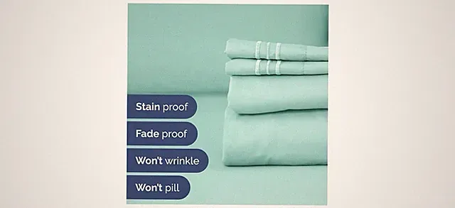5 Piece Bed Sheet Set Blue Breathable Cooling Luxury Bedding Wrinkle Free