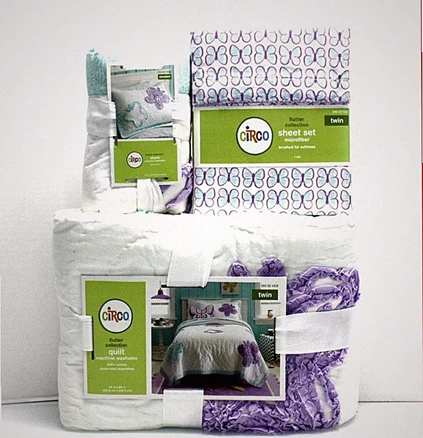 5 Piece- Circo 100% Cotton BUTTERFLY QUILT Comforter + SHAM + SHEET Set - TWIN