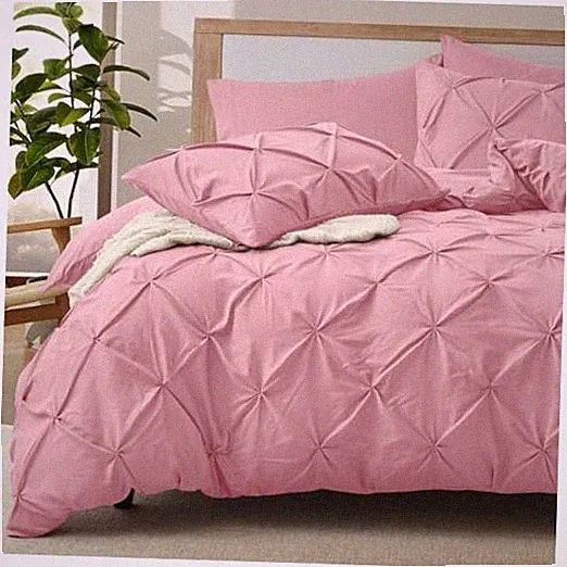 5 Piece Pinch Pleated Duvet Cover Size Set Pintuck Duvet California King Pink