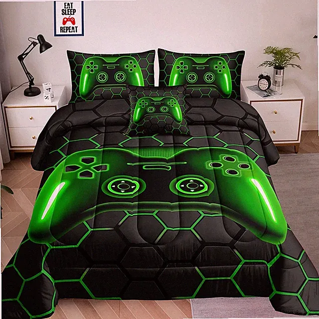 5 Pieces Bed in a Bag for Boys Bedding Sets Twin Size,Gamer Comforter Sets for B