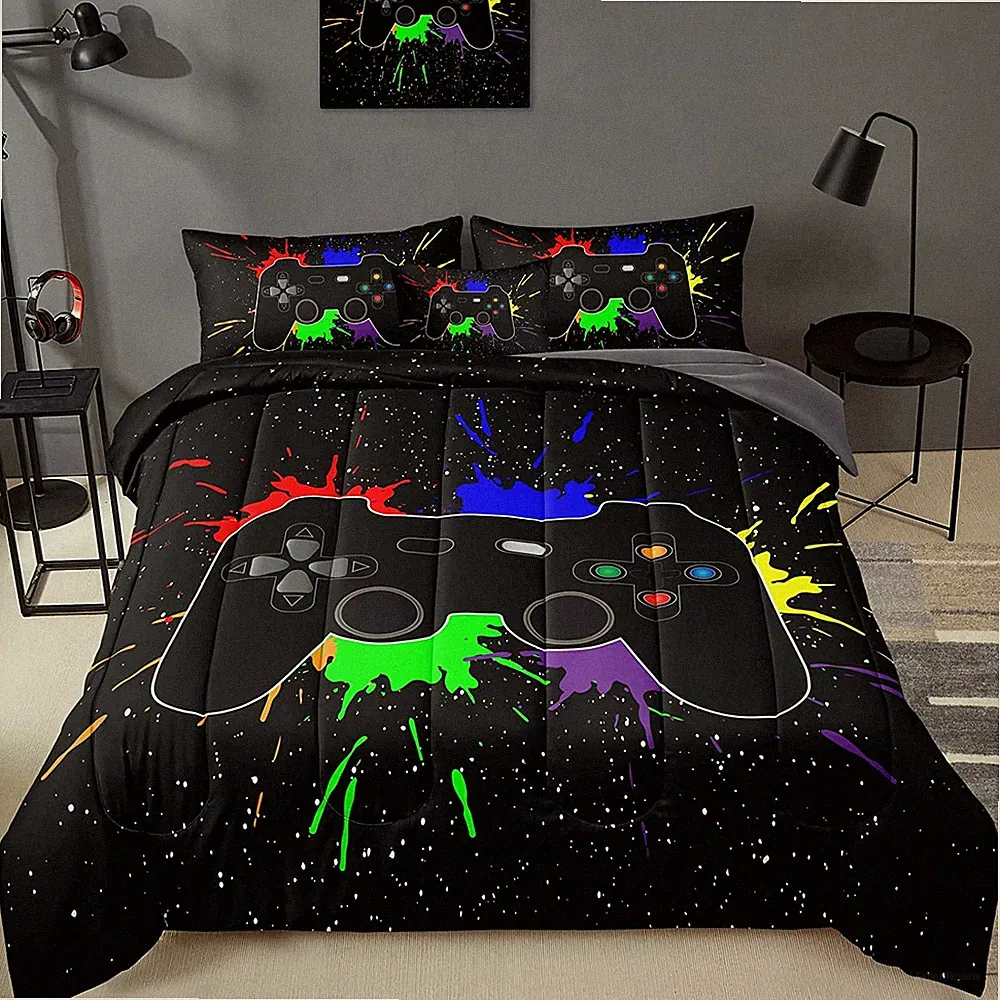 5 Pieces Gamer Comforter Set for Boys Gaming Bedding Set Twin Size,Video Game Co