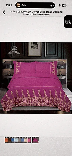 5 Pieces Luxury Velvet Bedspread Collection