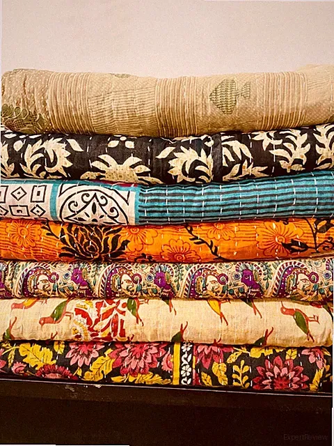 5 Pieces Mix Lot of Indian Tribal Kantha Quilts Vintage Cotton Bed Cover Throw