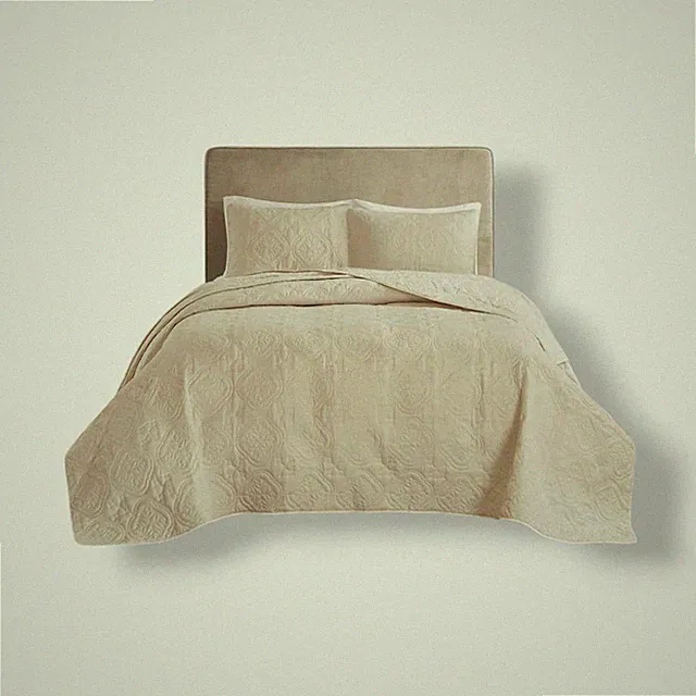 510 Design Beige Cream Oakley 3-Piece Bedspread Set, King/Cal King Size