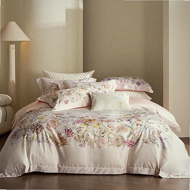 Bedding Set 4 Pcs/lot 100s Cotton Printing Duvet Cover Bed Sheet 2 Pillowcases