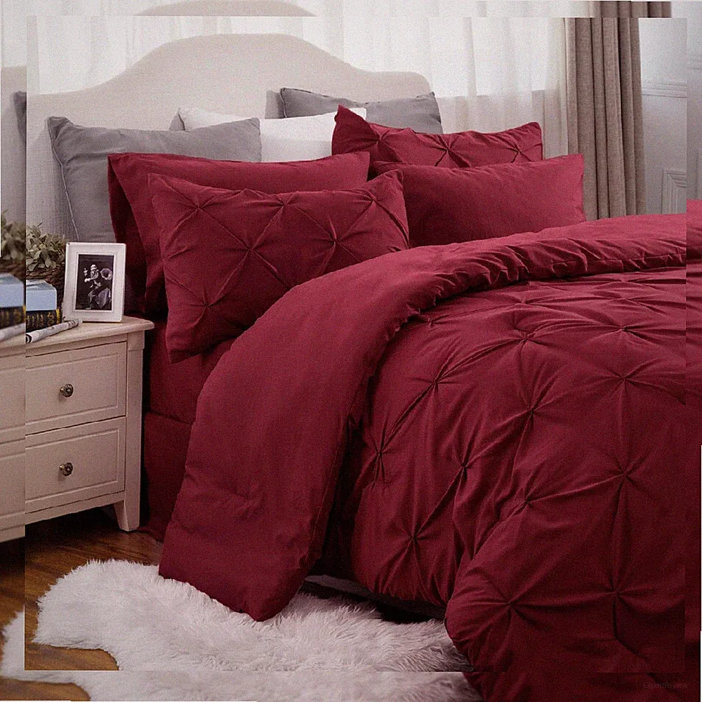 Bedsure Twin Comforter Set with Sheets - 5 Pieces Bedding Twin, Dark Red