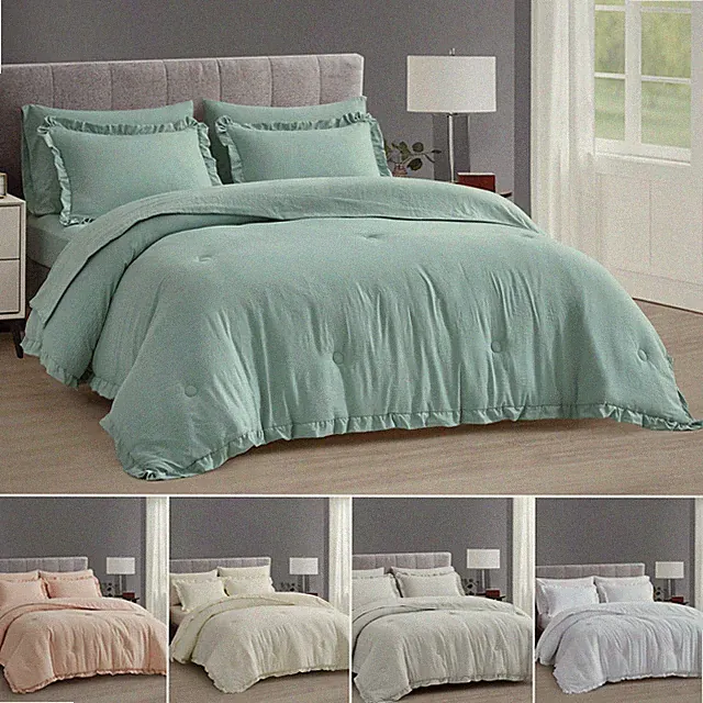 Chezmoi Collection Eleanora Bed in a Bag Comforter Set w/ Ruffle Edge Trim