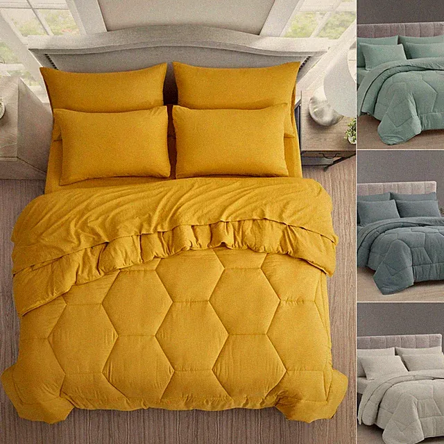 Chezmoi Collection Piper Bed in a Bag Honeycomb Quilted Comforter Set and Sheets