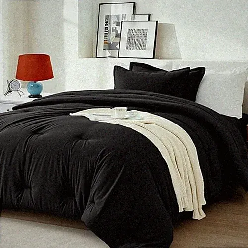 Comforter Set 5 Pieces - Ultra-Soft Bed in a Bag Size, Cozy Luxury Twin Black
