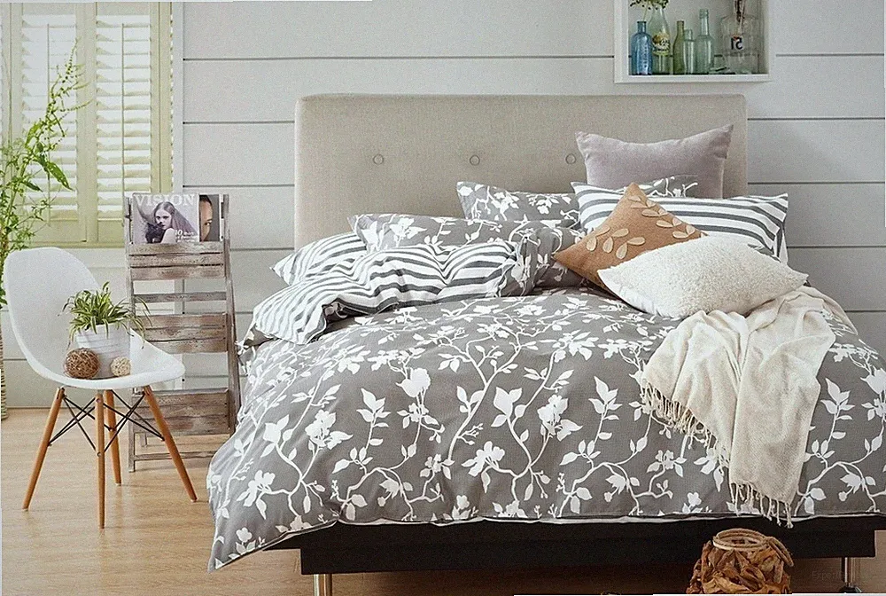 leafy vines 100% cotton bedding set: 2pc/3pc/5pc duvet cover set all sizes