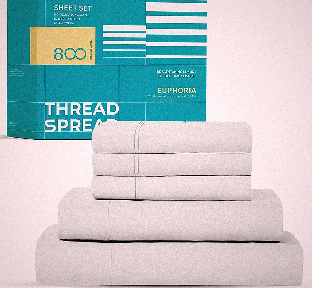 Luxury 800 TC Silver Twin XL Bedding Set with Extra Pillowcases - 5 Pieces