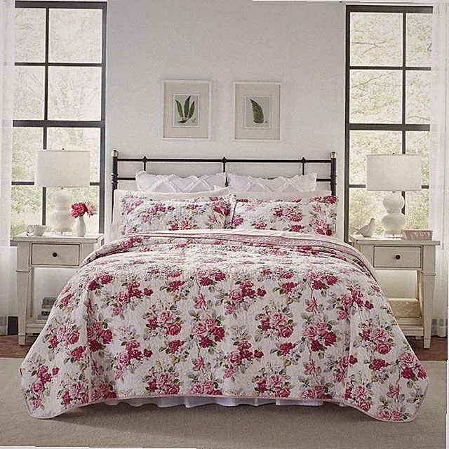 Queen Quilt Set, Reversible Cotton Bedding with Matching Shams, Lightweight...