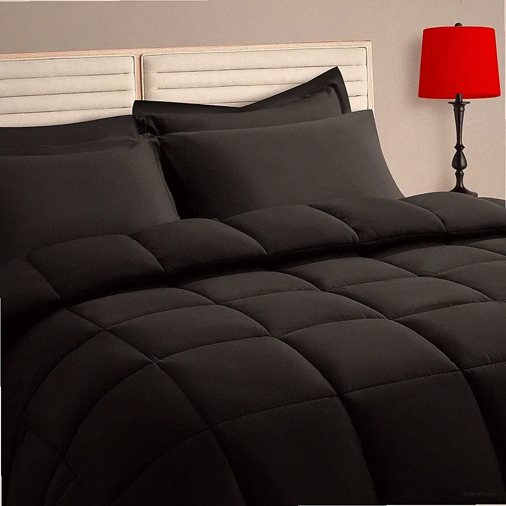 Twin Size Comforter Set - 5 Pieces, Bed in a Bag Bedding Sets Twin, Black