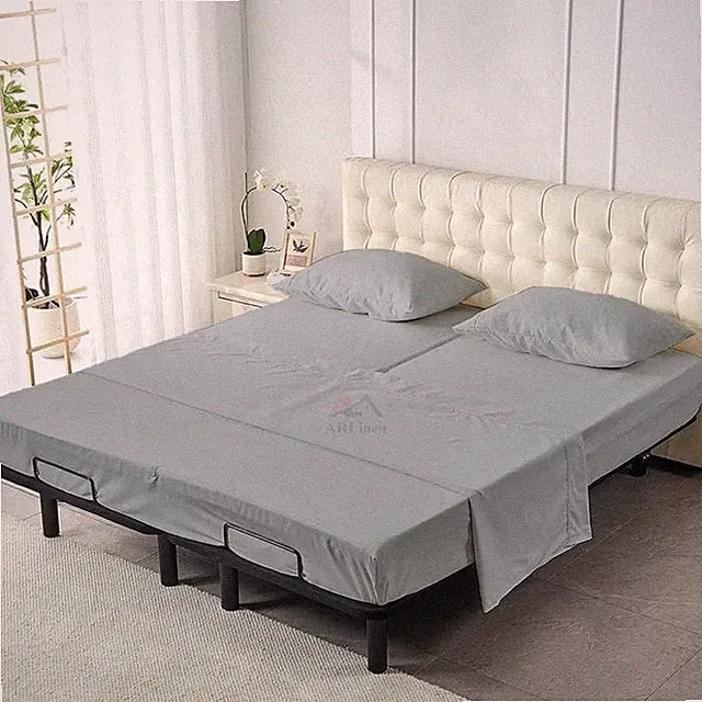 Twin XL Cotton Sheet Set for Split King Beds - 600 TC - Light Grey